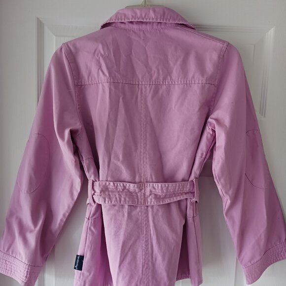 London Fog  Barbie Pink Jacket Girls Size Large (12-14) Belt, Elbow Pads, Lined - Picture 4 of 13